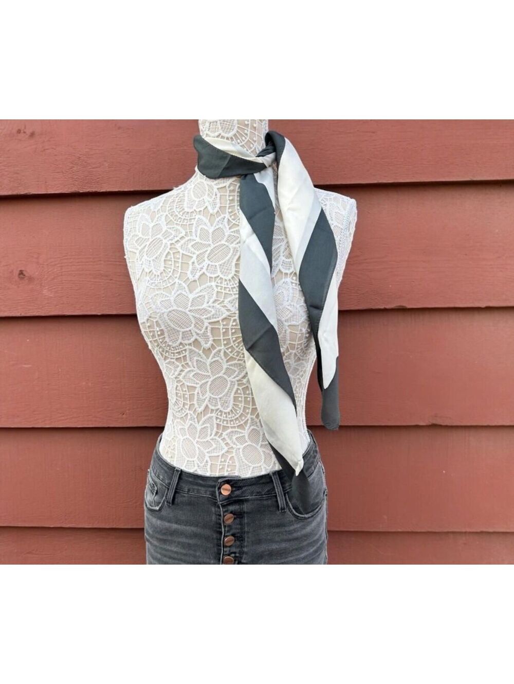 Black & White Floral Square‎ Scarf
